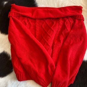 Off Shoulder Red Sweater